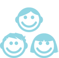 EIFA Three simple, blue outline icons of smiling faces capture a friendly vibe, reminiscent of a warm school environment. Each face varies slightly in hairstyle: one with short hair, one with medium-length hair, and another with bangs, reflecting the diverse atmosphere of a bilingual community.