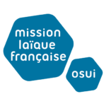 EIFA Blue logo with two hexagons. The larger hexagon contains the text mission laïque française, while the smaller holds osui, both in white lowercase letters, embodying the bilingual spirit of institutions like EIFA in London.